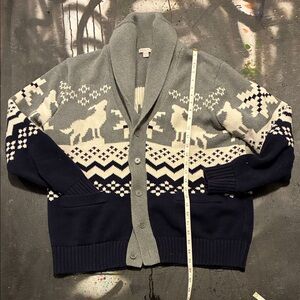 Merona Gray and Navy Cardigan with Nordic Pattern